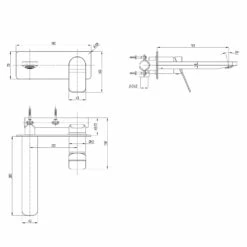 Crosswater Glide II Wall Mounted Basin Mixer Tap - Brushed Stainless Steel Effect 11 Crosswater Glide II Wall Mounted Basin Mixer Tap - Brushed Stainless Steel Effect -TAP WAREHOUSE Shop crosswater glide ii wall mounted basin mixer tech drawing