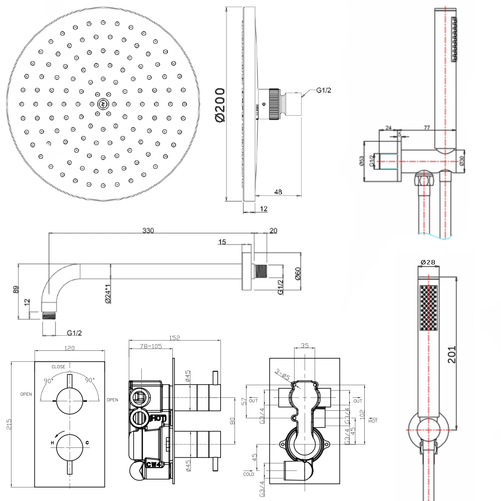 Crosswater Kai 2 Outlet 2 Handle Shower Bundle - Chrome 8 Crosswater Kai 2 Outlet 2 Handle Shower Bundle - Chrome - Image 6