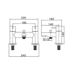 Crosswater Kai Lever Bath Shower Mixer With Shower Kit 9 Crosswater Kai Lever Bath Shower Mixer With Shower Kit -TAP WAREHOUSE Shop crosswater kai bath shower mixer tap technical drawing
