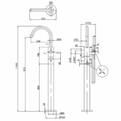 Crosswater Kai Lever Thermostatic Floor Standing Bath Shower Mixer With Shower Kit -TAP WAREHOUSE Shop crosswater kai floorstanding thermostatic bath shower mixer tech