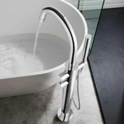 Crosswater Kai Lever Thermostatic Floor Standing Bath Shower Mixer With Shower Kit