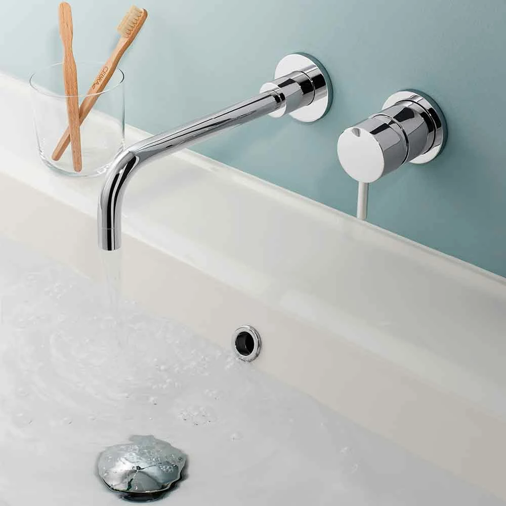 Crosswater Kai Lever 2 Hole Wall Mounted Basin Mixer Set 3 Crosswater Kai Lever 2 Hole Wall Mounted Basin Mixer Set