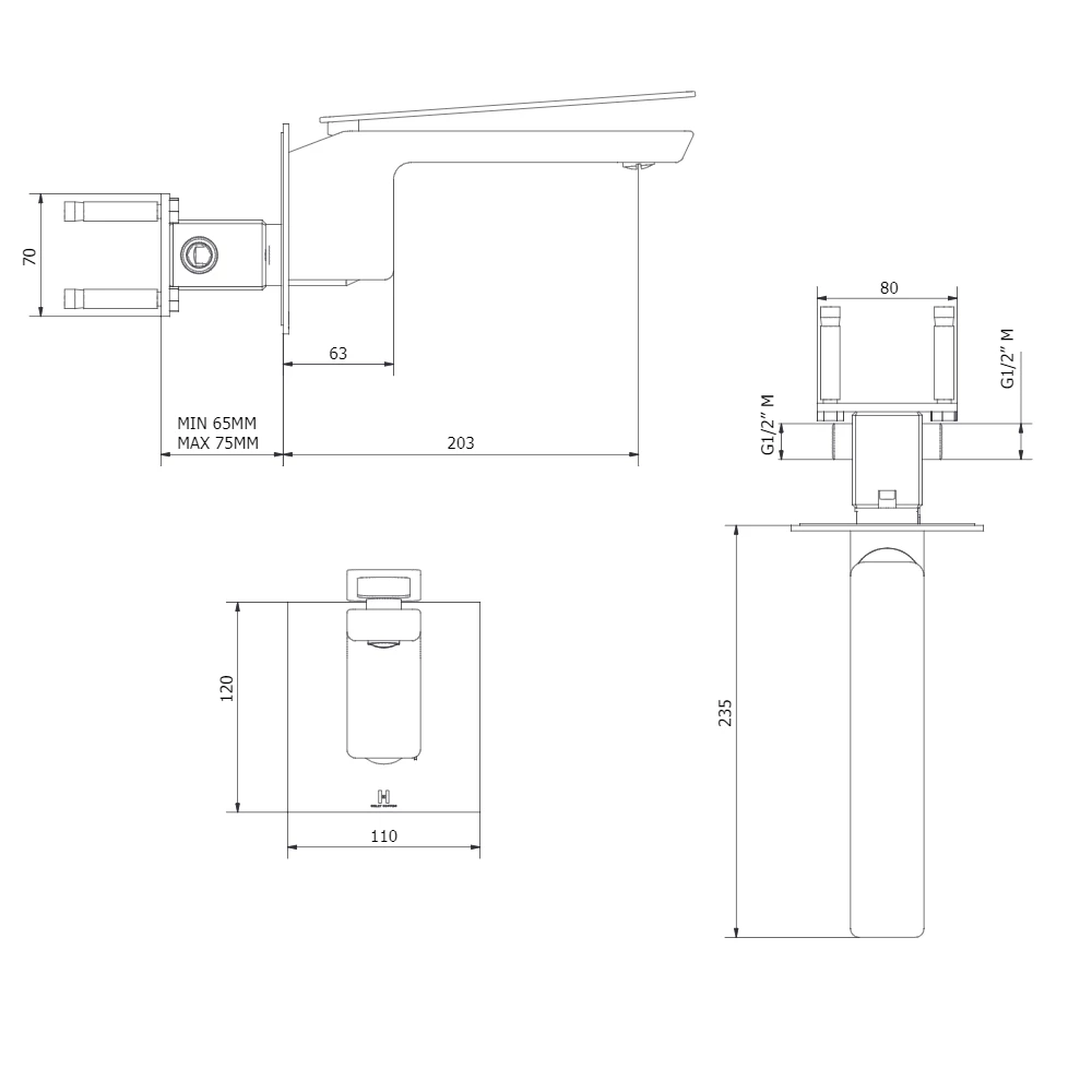 Crosswater KH Zero 3 Wall Mounted Basin Mixer 6 Crosswater KH Zero 3 Wall Mounted Basin Mixer - Image 4