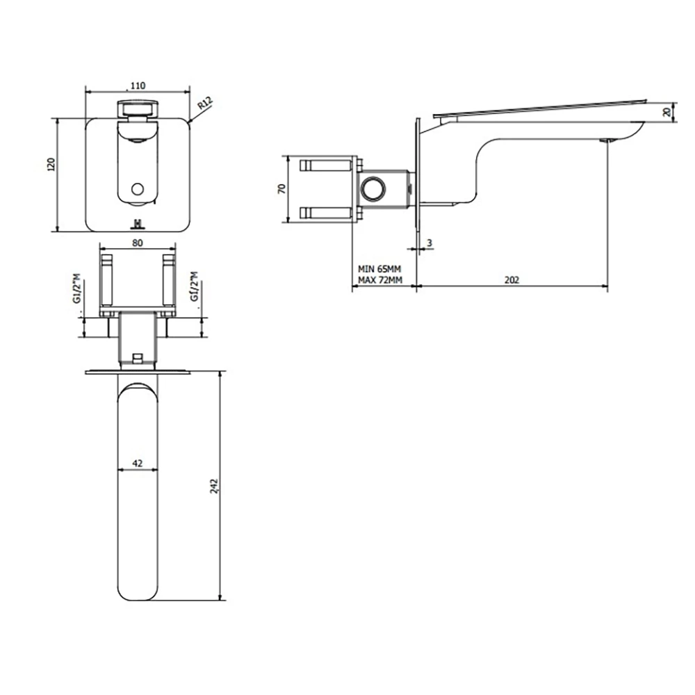 Crosswater KH Zero 2 Wall Mounted Basin Mixer 5 Crosswater KH Zero 2 Wall Mounted Basin Mixer - Image 3
