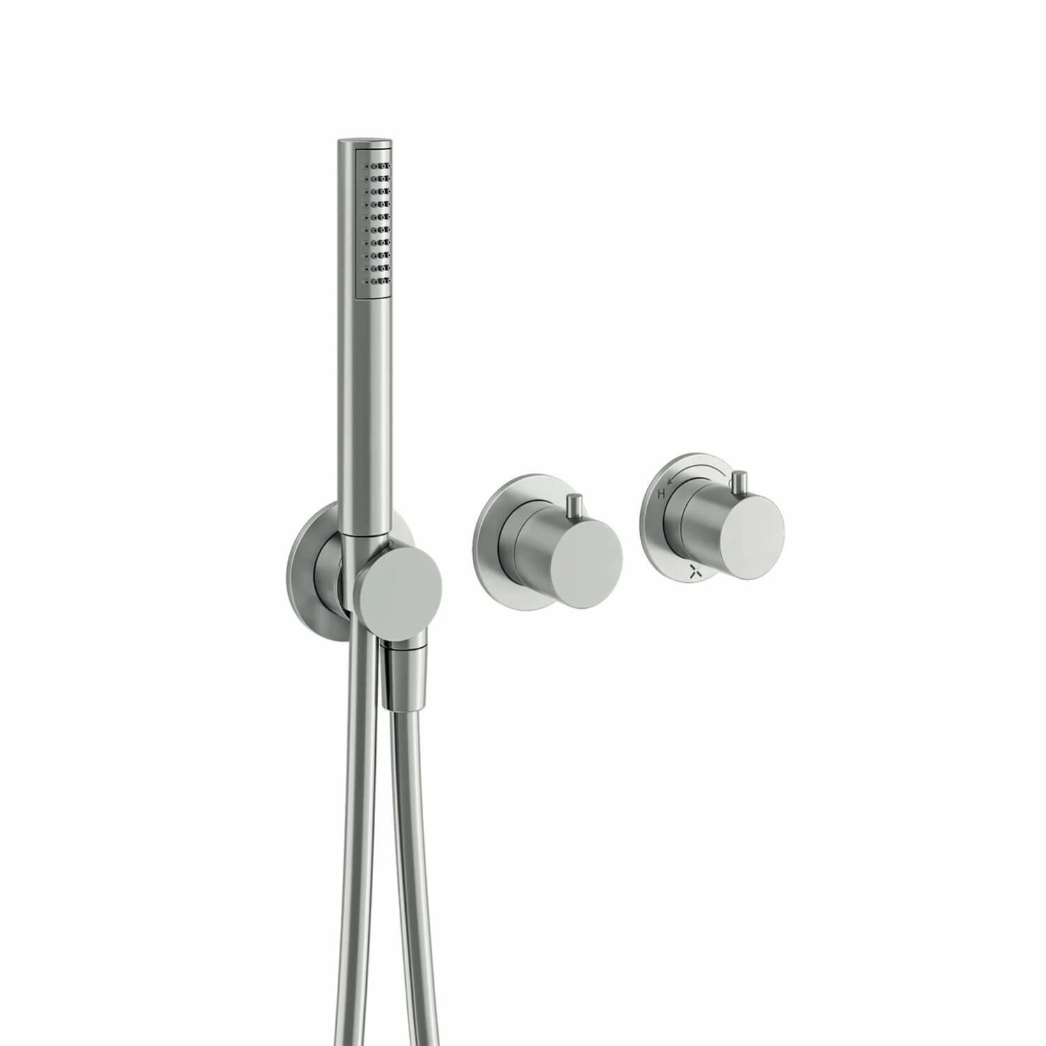 Crosswater Module 3 Outlet 2 Handle Concealed Thermostatic Shower Valve & Shower Handset - Brushed Stainless Steel Effect 6 Crosswater Module 3 Outlet 2 Handle Concealed Thermostatic Shower Valve & Shower Handset - Brushed Stainless Steel Effect - Image 4