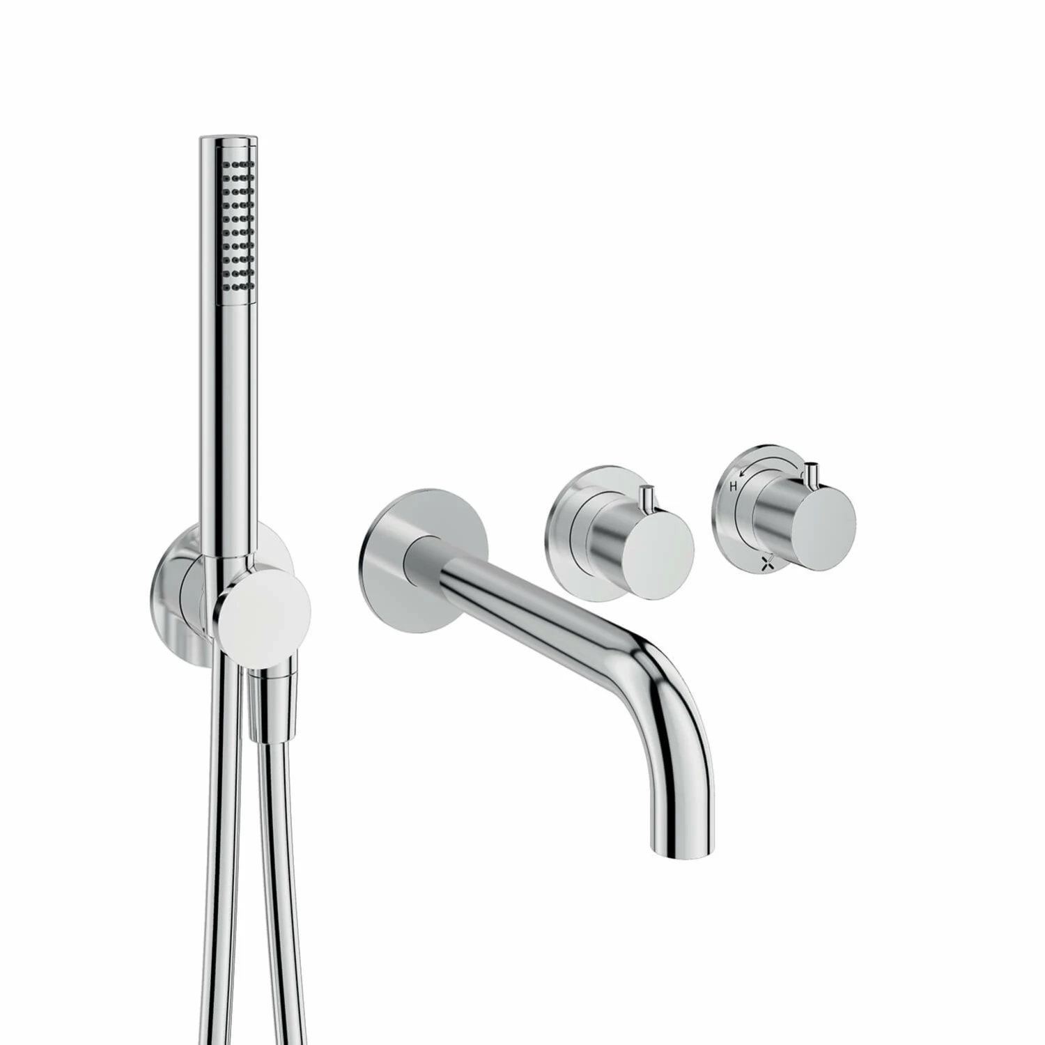 Crosswater Module 2 Outlet Concealed Thermostatic Shower Valve With Bath Spout & Shower Handset - Brushed Stainless Steel Effect 4 Crosswater Module 2 Outlet Concealed Thermostatic Shower Valve With Bath Spout & Shower Handset - Brushed Stainless Steel Effect - Image 2