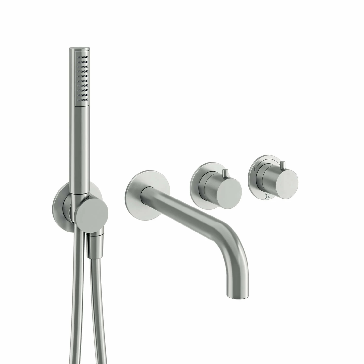 Crosswater Module 2 Outlet Concealed Thermostatic Shower Valve With Bath Spout & Shower Handset - Brushed Stainless Steel Effect 5 Crosswater Module 2 Outlet Concealed Thermostatic Shower Valve With Bath Spout & Shower Handset - Brushed Stainless Steel Effect - Image 3