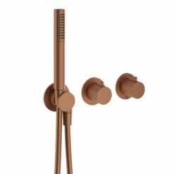 Crosswater Module 3 Outlet 2 Handle Concealed Thermostatic Shower Valve & Shower Handset - Brushed Stainless Steel Effect 17 Crosswater Module 3 Outlet 2 Handle Concealed Thermostatic Shower Valve & Shower Handset - Brushed Stainless Steel Effect -TAP WAREHOUSE Shop crosswater module 3 outlet hadset set bronze cutout