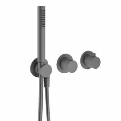 Crosswater Module 3 Outlet 2 Handle Concealed Thermostatic Shower Valve & Shower Handset - Brushed Stainless Steel Effect 18 Crosswater Module 3 Outlet 2 Handle Concealed Thermostatic Shower Valve & Shower Handset - Brushed Stainless Steel Effect -TAP WAREHOUSE Shop crosswater module 3 outlet hadset set slate cutout