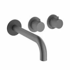 Crosswater Module 3 Outlet 2 Handle Concealed Thermostatic Shower Valve & Bath Spout - Brushed Stainless Steel Effect 17 Crosswater Module 3 Outlet 2 Handle Concealed Thermostatic Shower Valve & Bath Spout - Brushed Stainless Steel Effect -TAP WAREHOUSE Shop crosswater module 3 outlet spout set slate cutout