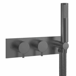 Crosswater MPRO 2 Outlet Concealed Thermostatic Bath Shower Valve - Slate 19 Crosswater MPRO 2 Outlet Concealed Thermostatic Bath Shower Valve - Slate -TAP WAREHOUSE Shop crosswater mpro 2 outlet horizontal valve with handset slate cutout