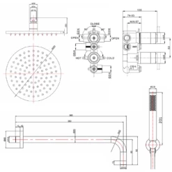 Crosswater MPRO 2 Outlet 2 Handle Shower Bundle - Brushed Stainless Steel Effect 15 Crosswater MPRO 2 Outlet 2 Handle Shower Bundle - Brushed Stainless Steel Effect -TAP WAREHOUSE Shop crosswater mpro 2 outlet shower bundle tech drawing