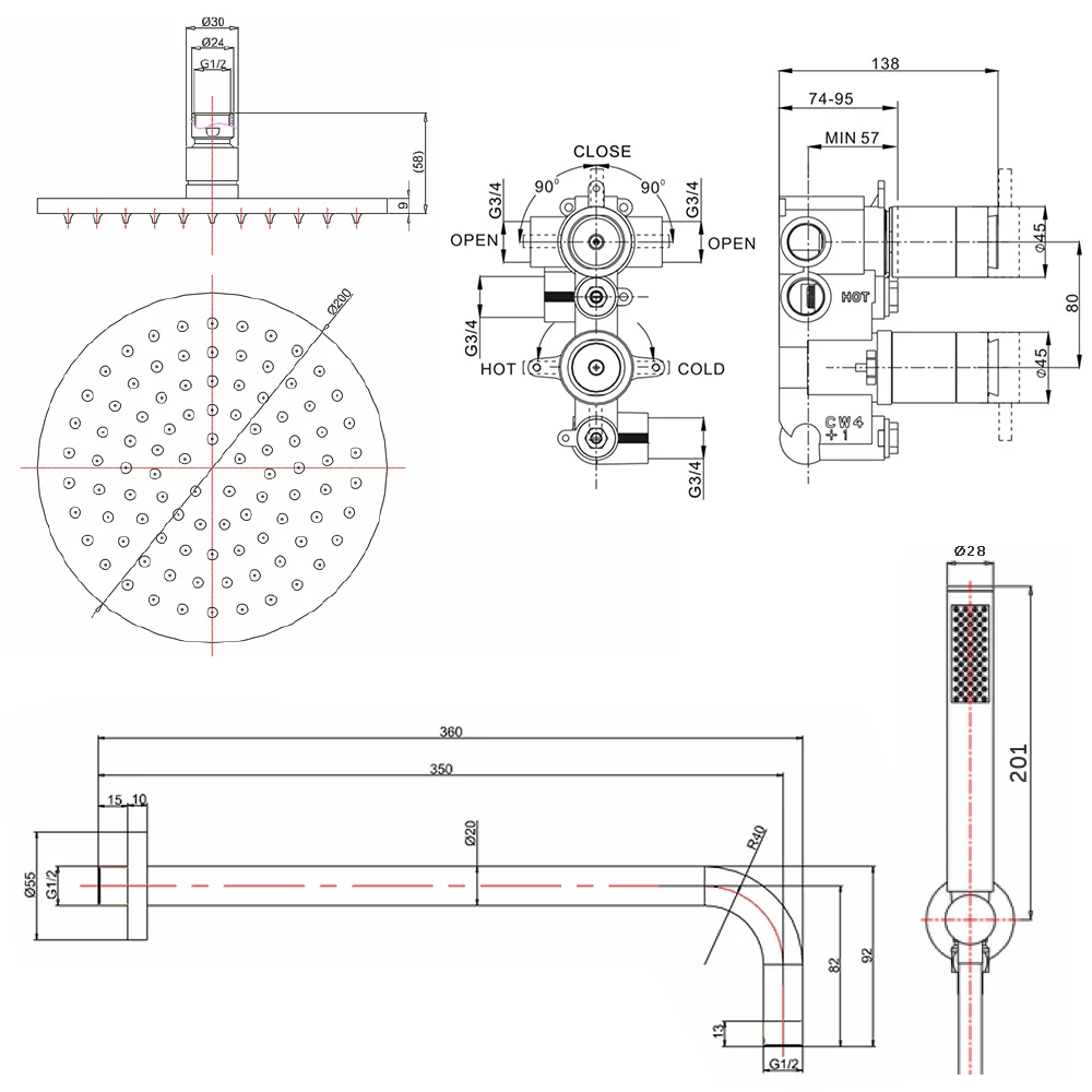 Crosswater MPRO 2 Outlet 2 Handle Shower Bundle - Matt Black 9 Crosswater MPRO 2 Outlet 2 Handle Shower Bundle - Matt Black - Image 7