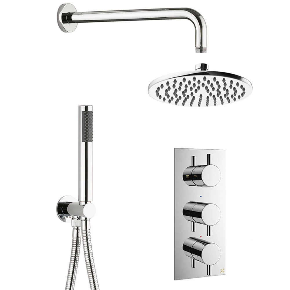 Crosswater MPRO 2 Outlet 3 Handle Shower Bundle - Chrome 3 Crosswater MPRO 2 Outlet 3 Handle Shower Bundle - Chrome