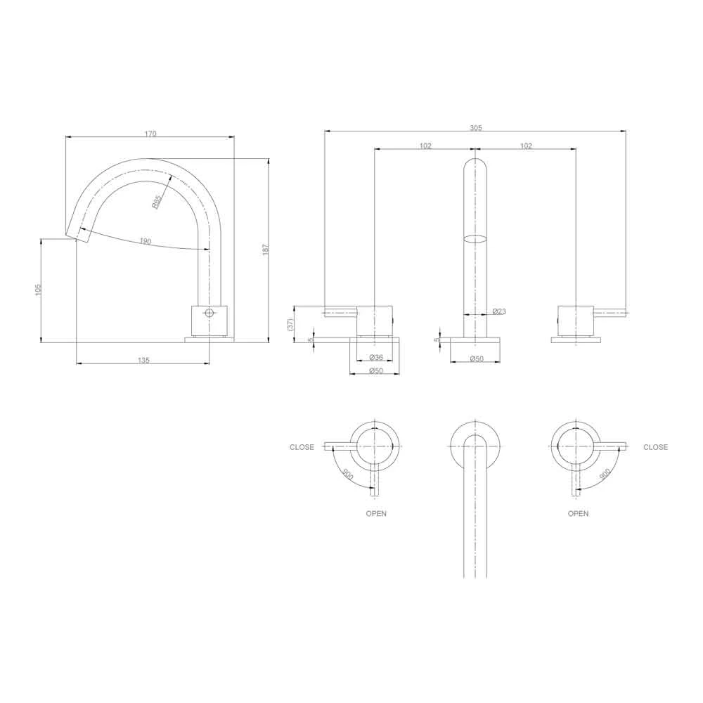 Crosswater MPRO 3 Hole Basin Mixer Tap - Matt White 13 Crosswater MPRO 3 Hole Basin Mixer Tap - Matt White - Image 11