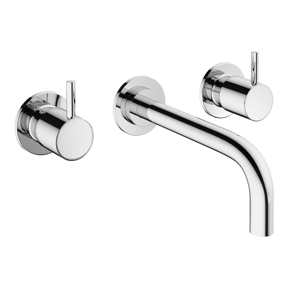 Crosswater MPRO Wall Mounted Basin Mixer With Twin Levers & Spout - Chrome 3 Crosswater MPRO Wall Mounted Basin Mixer With Twin Levers & Spout - Chrome