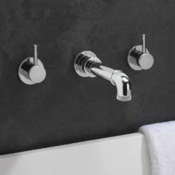 Crosswater MPRO Industrial 3 Hole Wall Mounted Bath Spout Tap - Chrome