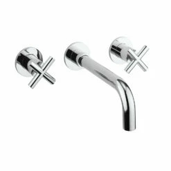 Crosswater MPRO 3 Hole Wall Mounted Basin Mixer Tap With Crosshead Handles - Brushed Stainless Steel Effect 15 Crosswater MPRO 3 Hole Wall Mounted Basin Mixer Tap With Crosshead Handles - Brushed Stainless Steel Effect -TAP WAREHOUSE Shop crosswater mpro crosshead chrome 3 hole wall basin tap cutout