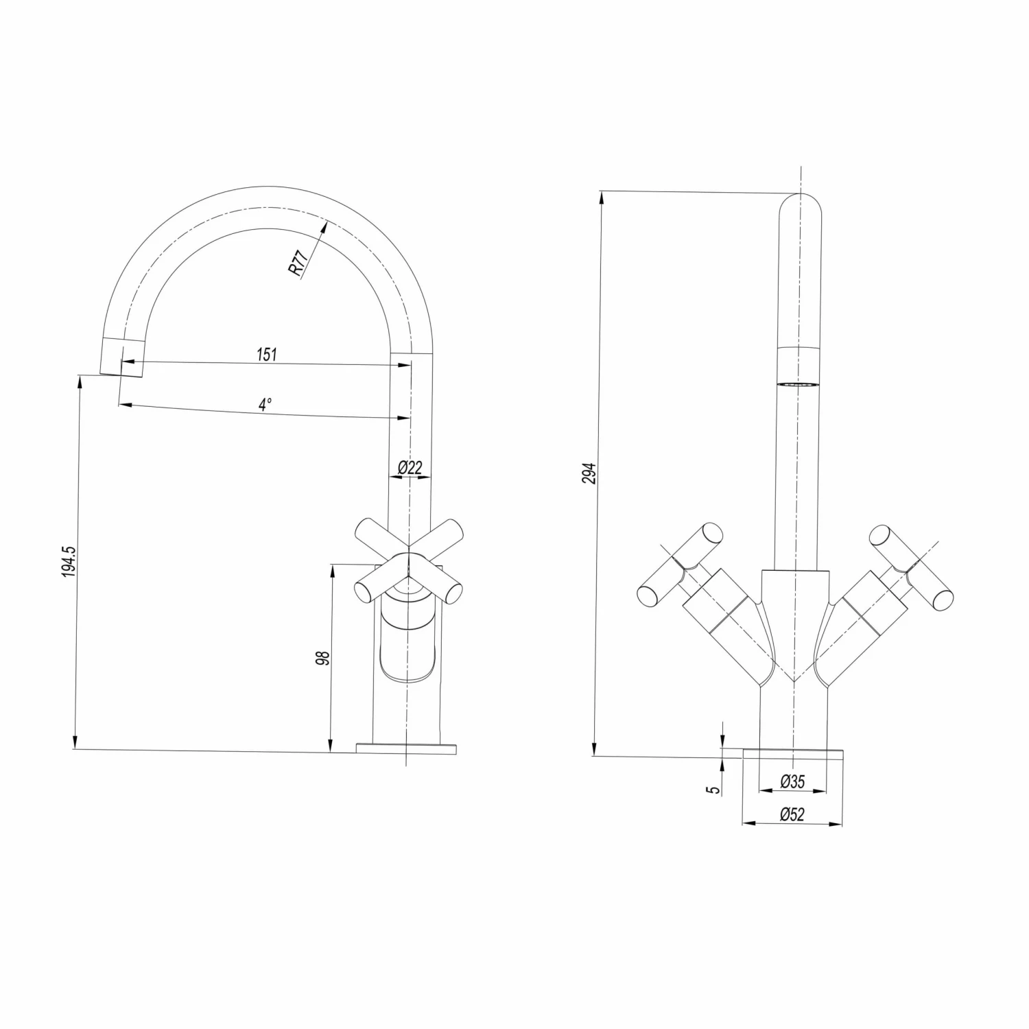 Crosswater MPRO Mono Basin Mixer Tap With Crosshead Handles - Brushed Stainless Steel Effect 10 Crosswater MPRO Mono Basin Mixer Tap With Crosshead Handles - Brushed Stainless Steel Effect - Image 8