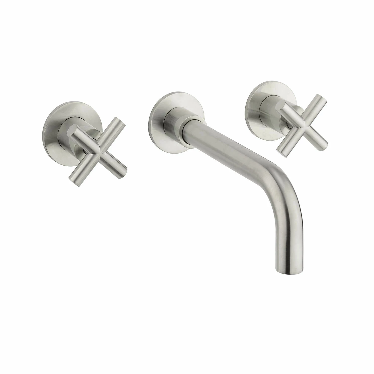 Crosswater MPRO 3 Hole Wall Mounted Basin Mixer Tap With Crosshead Handles - Brushed Stainless Steel Effect 8 Crosswater MPRO 3 Hole Wall Mounted Basin Mixer Tap With Crosshead Handles - Brushed Stainless Steel Effect - Image 6