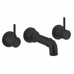 Crosswater MPRO Industrial 3 Hole Wall Mounted Bath Spout Tap - Carbon Black