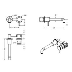 Crosswater MPRO Industrial 2 Hole Wall Mounted Basin Mixer Tap - Unlacquered Brushed Brass 7 Crosswater MPRO Industrial 2 Hole Wall Mounted Basin Mixer Tap - Unlacquered Brushed Brass -TAP WAREHOUSE Shop crosswater mpro industrial 2th wall basin tap tech 1