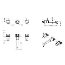 Crosswater MPRO Industrial 3 Hole Wall Mounted Basin Mixer Tap - Unlacquered Brushed Brass -TAP WAREHOUSE Shop crosswater mpro industrial 3th wall basin tap tech 1