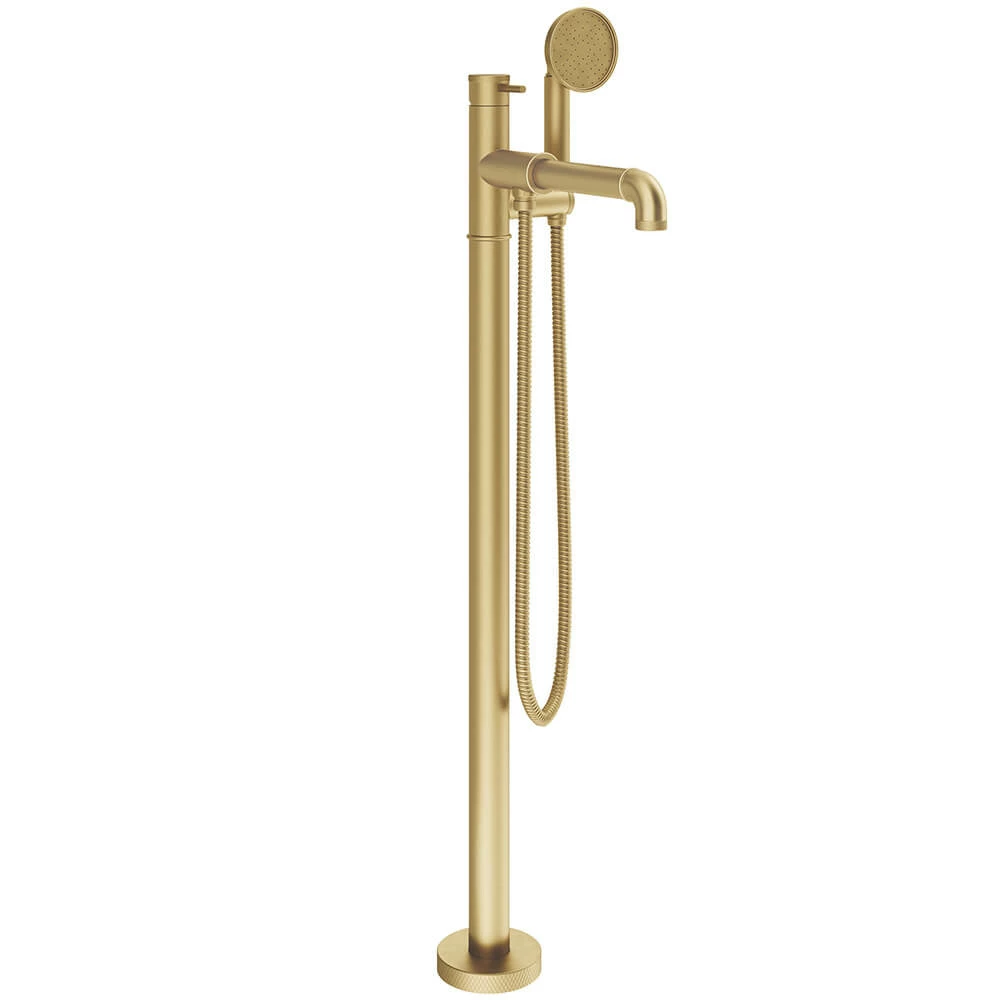 Crosswater MPRO Industrial Floorstanding Bath & Shower Mixer Tap - Unlacquered Brushed Brass 4 Crosswater MPRO Industrial Floorstanding Bath & Shower Mixer Tap - Unlacquered Brushed Brass - Image 2