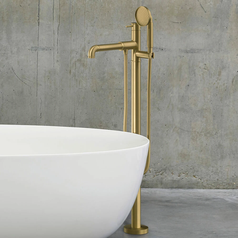 Crosswater MPRO Industrial Floorstanding Bath & Shower Mixer Tap - Unlacquered Brushed Brass 3 Crosswater MPRO Industrial Floorstanding Bath & Shower Mixer Tap - Unlacquered Brushed Brass