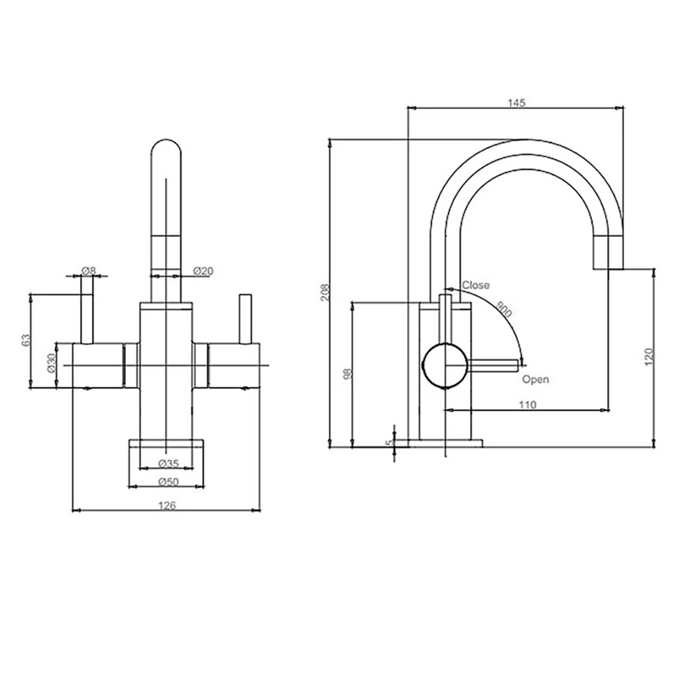 Crosswater MPRO Twin Lever Basin Mini Monobloc 4 Crosswater MPRO Twin Lever Basin Mini Monobloc - Image 2