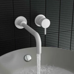 Crosswater MPRO Wall Mounted Basin Mixer Tap - Matt White -TAP WAREHOUSE Shop crosswater mpro wall mounted basin mixer lifestyle