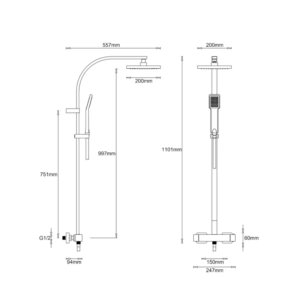 Crosswater Planet Thermostatic Exposed Shower Kit With Fixed Head & Shower Handset 5 Crosswater Planet Thermostatic Exposed Shower Kit With Fixed Head & Shower Handset - Image 3