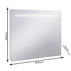 Crosswater Radiance Ambient Lit Mirror - 600 X 800mm -TAP WAREHOUSE Shop crosswater radiance mirror 800x600mm mea6080 tech