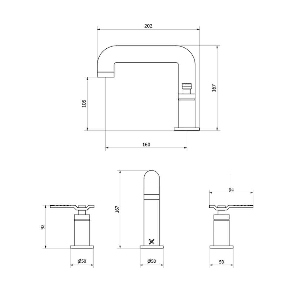 Crosswater Union 3 Hole Basin Mixer Tap With Red Levers - Chrome 5 Crosswater Union 3 Hole Basin Mixer Tap With Red Levers - Chrome - Image 3