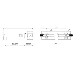 Crosswater Union 3 Hole Wall Mounted Basin Mixer Tap With Levers - Brushed Black Chrome 7 Crosswater Union 3 Hole Wall Mounted Basin Mixer Tap With Levers - Brushed Black Chrome -TAP WAREHOUSE Shop crosswater union 3 hole wall mounted basin tap levers technical 2