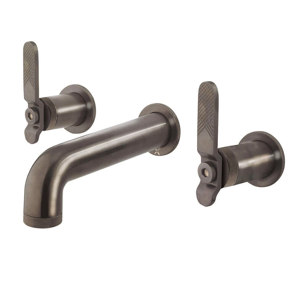 Crosswater Union 3 Hole Wall Mounted Basin Mixer Tap With Levers - Brushed Black Chrome 4 Crosswater Union 3 Hole Wall Mounted Basin Mixer Tap With Levers - Brushed Black Chrome - Image 2