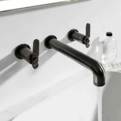 Crosswater Union 3 Hole Wall Mounted Basin Mixer Tap With Levers - Brushed Black Chrome
