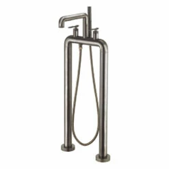 Crosswater Union Floorstanding Bath Shower Mixer Tap With Levers - Brushed Black Chrome