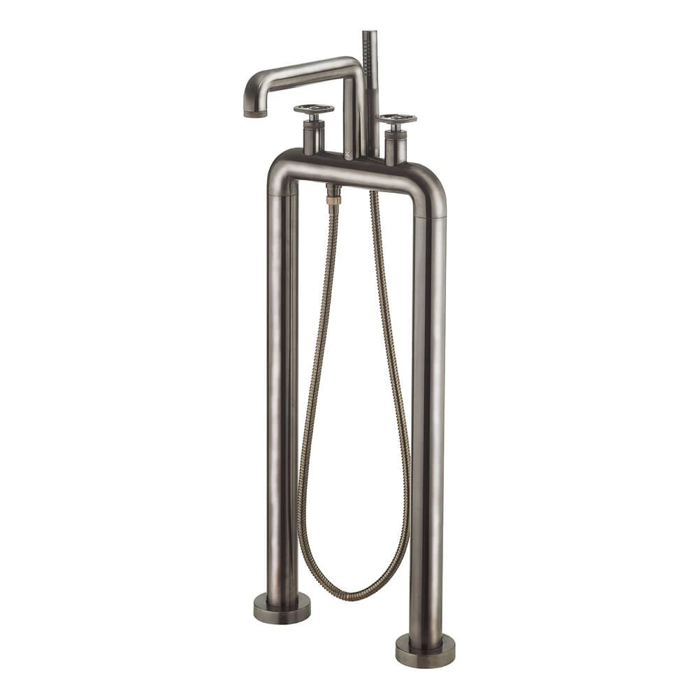 Crosswater Union Floorstanding Bath Shower Mixer Tap With Wheels - Brushed Black Chrome 4 Crosswater Union Floorstanding Bath Shower Mixer Tap With Wheels - Brushed Black Chrome - Image 2