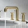 Crosswater Union 3 Hole Basin Mixer Tap With Wheels - Brushed Brass 1 Crosswater Union 3 Hole Basin Mixer Tap With Wheels - Brushed Brass -TAP WAREHOUSE Shop crosswater union brushed brass 3 hole basin tap wheels lifestyle