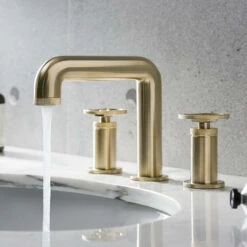 Crosswater Union 3 Hole Basin Mixer Tap With Wheels - Brushed Brass