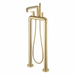 Crosswater Union Floorstanding Bath Shower Mixer Tap With Levers - Brushed Brass