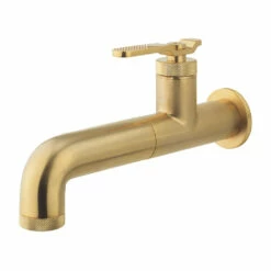 Crosswater Union 1 Hole Wall Mounted Basin Mixer Tap - Brushed Brass -TAP WAREHOUSE Shop crosswater union brushed brass wall mounted basin tap cutout