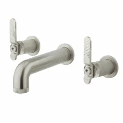 Crosswater Union 3 Hole Wall Mounted Basin Mixer Tap With Levers - Brushed Nickel