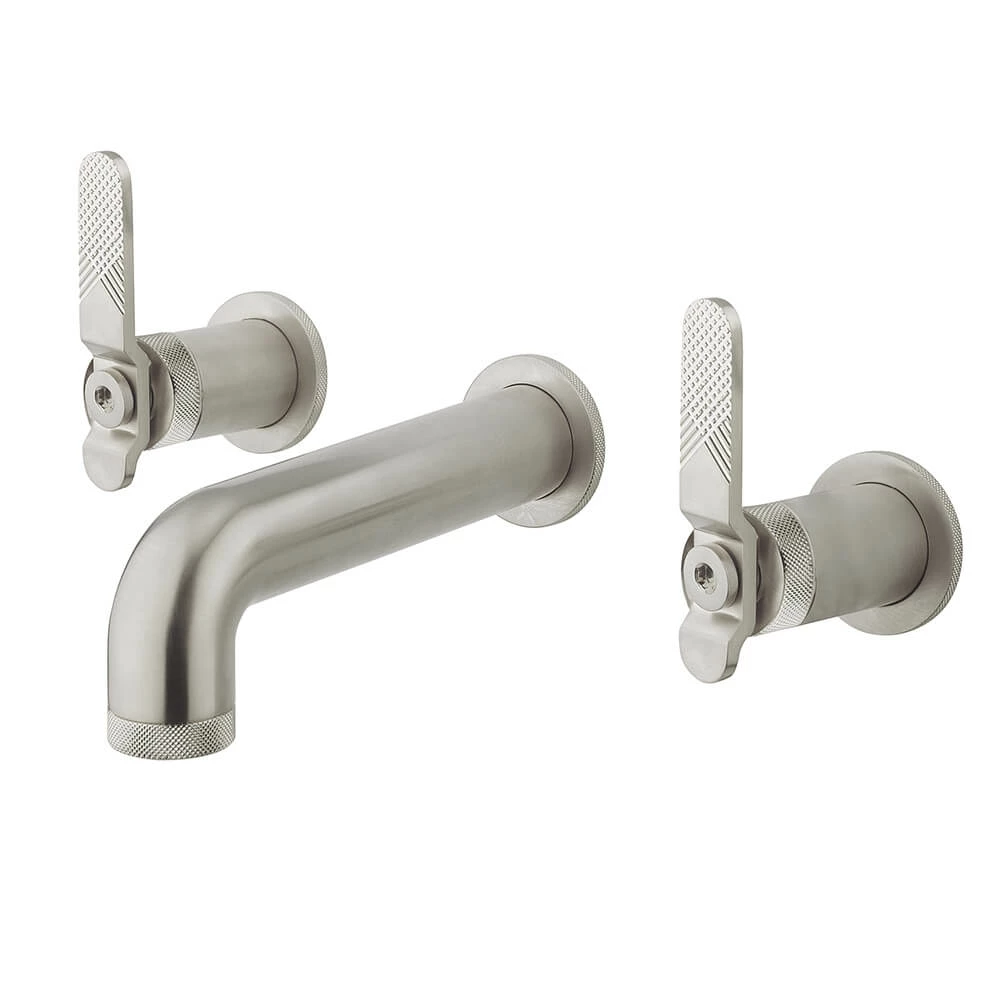 Crosswater Union 3 Hole Wall Mounted Basin Mixer Tap With Levers - Brushed Nickel 3 Crosswater Union 3 Hole Wall Mounted Basin Mixer Tap With Levers - Brushed Nickel
