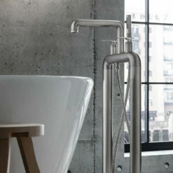 Crosswater Union Floorstanding Bath Shower Mixer Tap With Levers - Brushed Nickel
