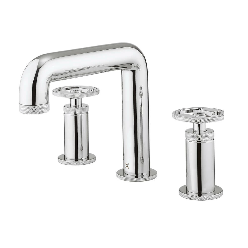 Crosswater Union 3 Hole Basin Mixer Tap With Wheels - Chrome 4 Crosswater Union 3 Hole Basin Mixer Tap With Wheels - Chrome - Image 2