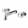 Crosswater Union 3 Hole Wall Mounted Basin Mixer Tap With Wheels - Chrome -TAP WAREHOUSE Shop crosswater union chrome 3 hole wall mounted basin tap wheels cutout