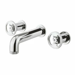 Crosswater Union 3 Hole Wall Mounted Basin Mixer Tap With Wheels - Chrome