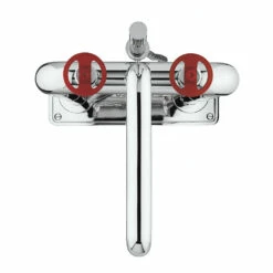 Crosswater Union Floorstanding Bath Shower Mixer Tap With Red Wheels - Chrome 8 Crosswater Union Floorstanding Bath Shower Mixer Tap With Red Wheels - Chrome -TAP WAREHOUSE Shop crosswater union chrome floorstanding bath shower mixer red wheels cutout 2